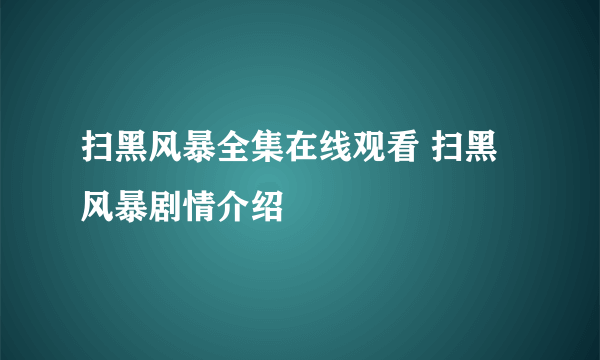 扫黑风暴全集在线观看 扫黑风暴剧情介绍