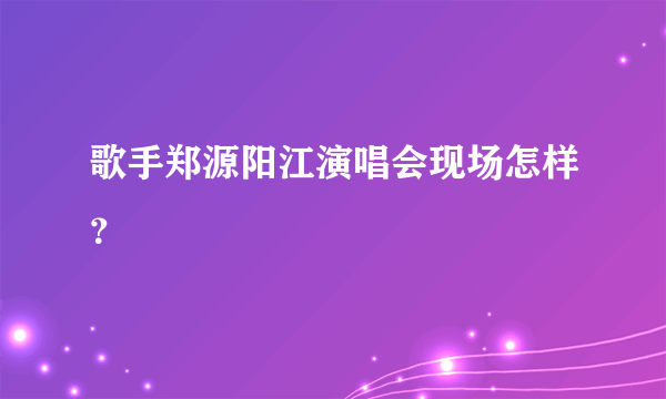 歌手郑源阳江演唱会现场怎样？