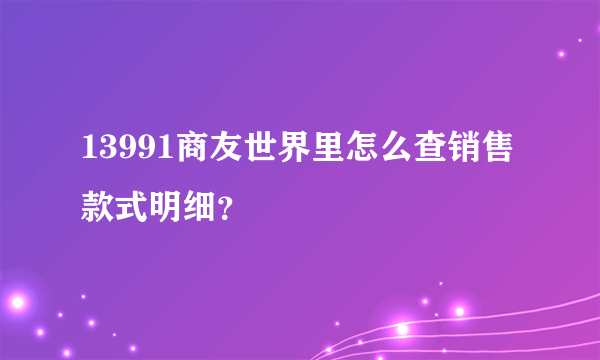 13991商友世界里怎么查销售款式明细？