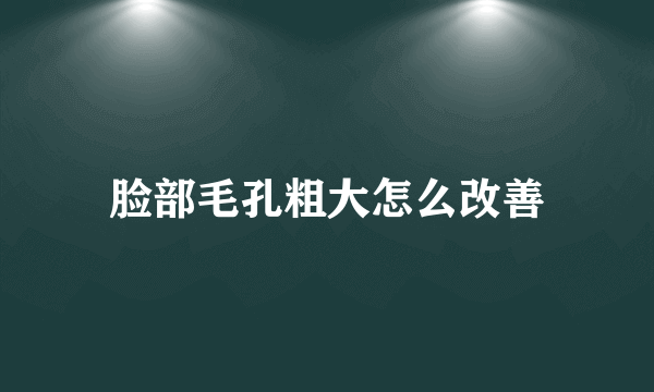 脸部毛孔粗大怎么改善