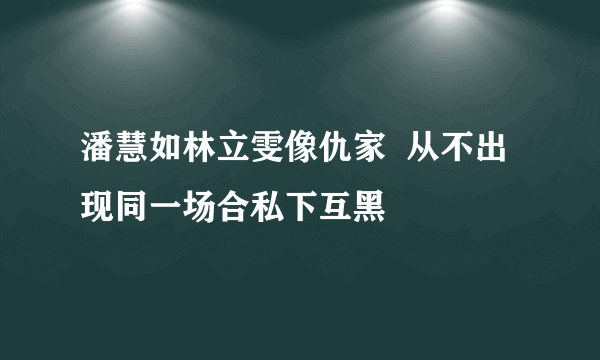 潘慧如林立雯像仇家  从不出现同一场合私下互黑