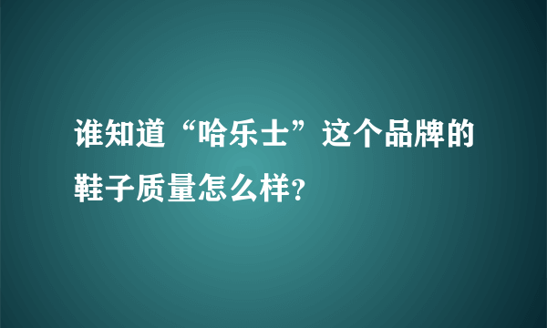 谁知道“哈乐士”这个品牌的鞋子质量怎么样？