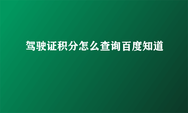 驾驶证积分怎么查询百度知道