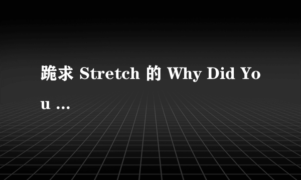 跪求 Stretch 的 Why Did You Do It 中文歌词