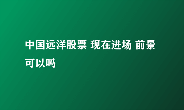 中国远洋股票 现在进场 前景可以吗