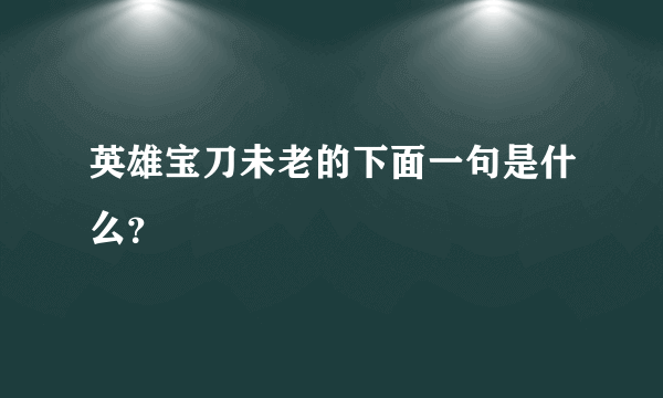 英雄宝刀未老的下面一句是什么？