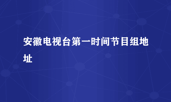 安徽电视台第一时间节目组地址