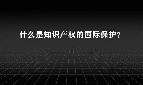 什么是知识产权的国际保护？