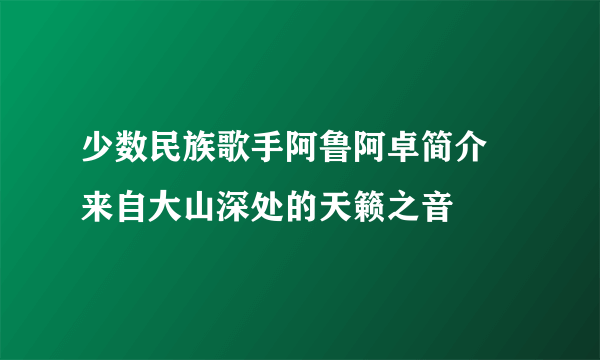 少数民族歌手阿鲁阿卓简介 来自大山深处的天籁之音