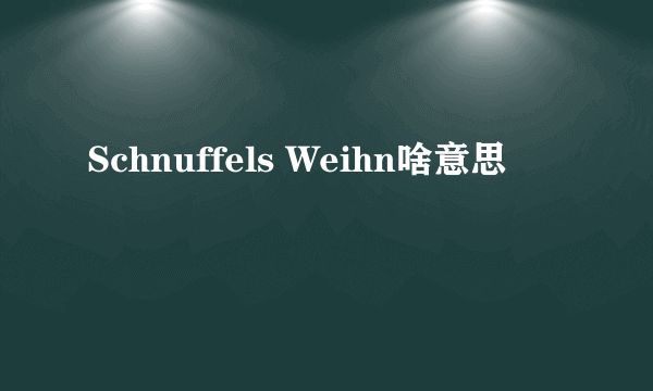 Schnuffels Weihn啥意思