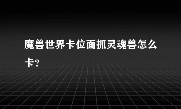 魔兽世界卡位面抓灵魂兽怎么卡？