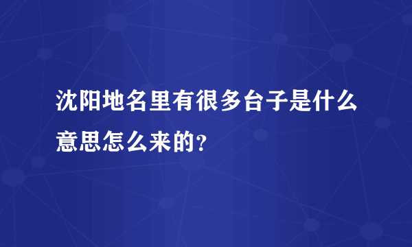 沈阳地名里有很多台子是什么意思怎么来的？