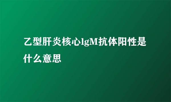 乙型肝炎核心lgM抗体阳性是什么意思