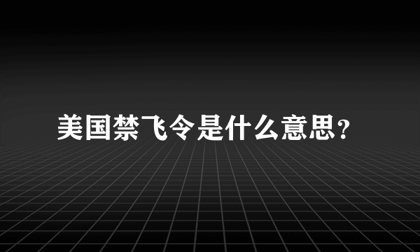 美国禁飞令是什么意思？