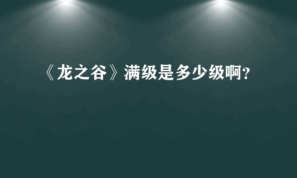 《龙之谷》满级是多少级啊？