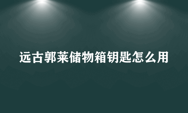 远古郭莱储物箱钥匙怎么用