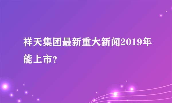 祥天集团最新重大新闻2019年能上市？