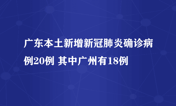 广东本土新增新冠肺炎确诊病例20例 其中广州有18例