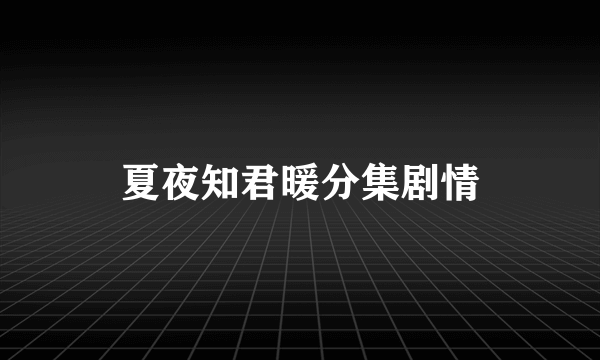 夏夜知君暖分集剧情