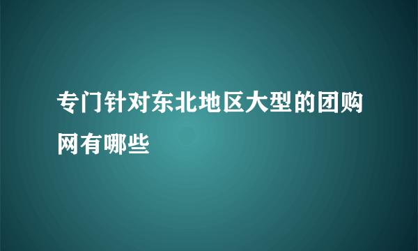 专门针对东北地区大型的团购网有哪些