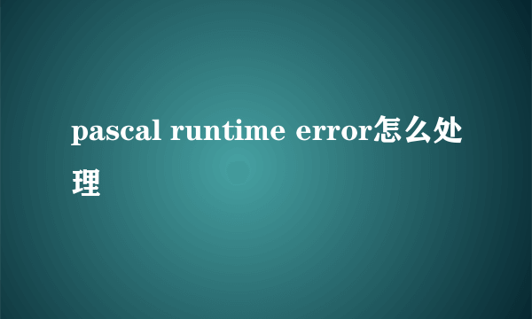 pascal runtime error怎么处理