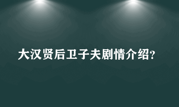 大汉贤后卫子夫剧情介绍？