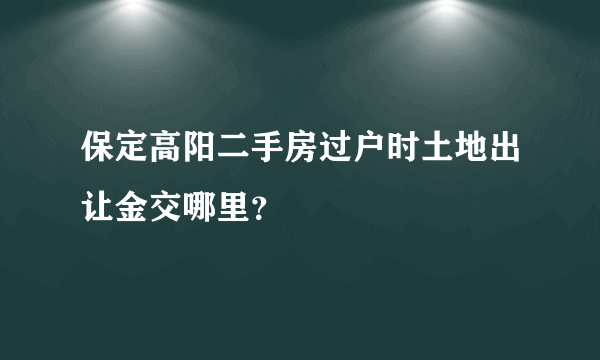 保定高阳二手房过户时土地出让金交哪里？