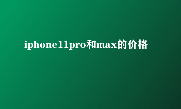 iphone11pro和max的价格