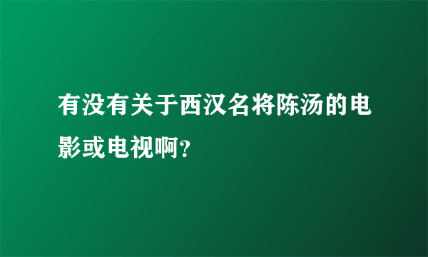 有没有关于西汉名将陈汤的电影或电视啊？