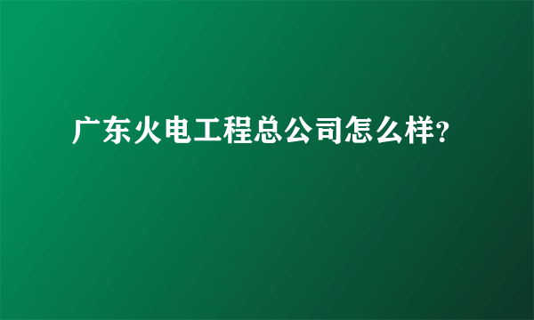 广东火电工程总公司怎么样？