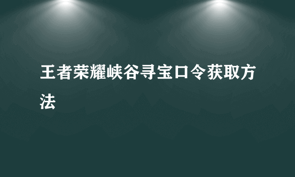 王者荣耀峡谷寻宝口令获取方法