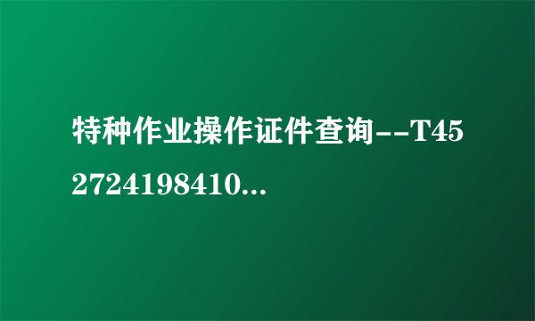 特种作业操作证件查询--T452724198410074338