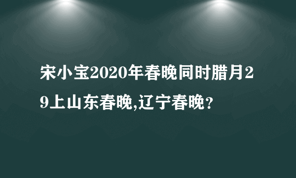 宋小宝2020年春晚同时腊月29上山东春晚,辽宁春晚？