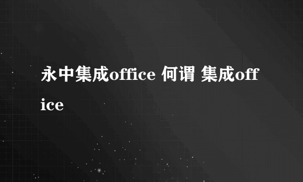 永中集成office 何谓 集成office