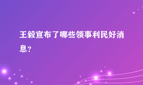 王毅宣布了哪些领事利民好消息？