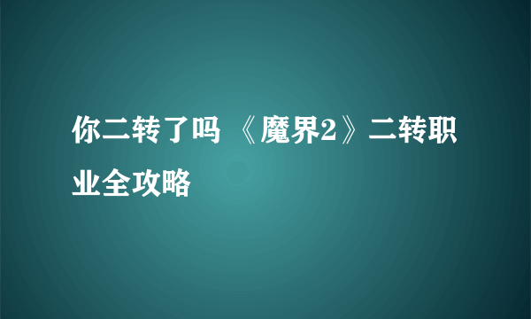 你二转了吗 《魔界2》二转职业全攻略