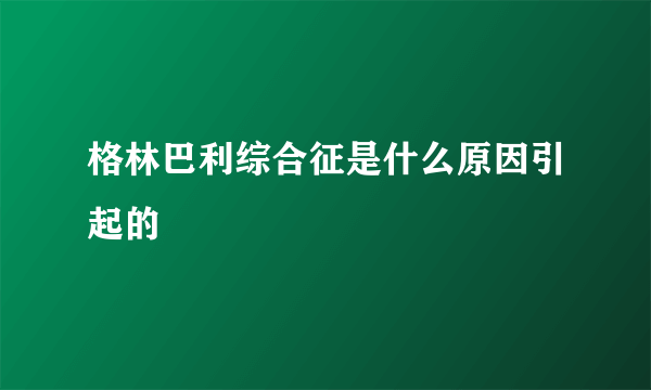 格林巴利综合征是什么原因引起的