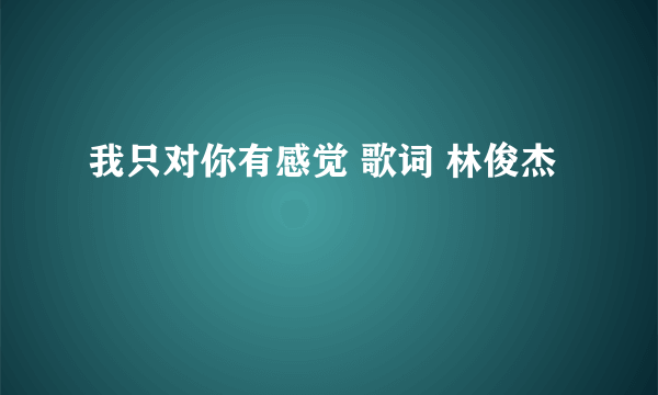 我只对你有感觉 歌词 林俊杰