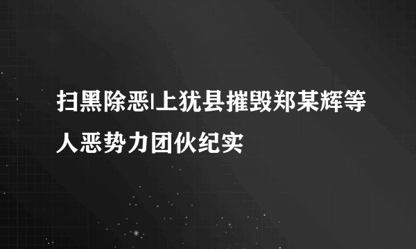 扫黑除恶|上犹县摧毁郑某辉等人恶势力团伙纪实