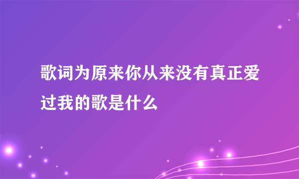 歌词为原来你从来没有真正爱过我的歌是什么