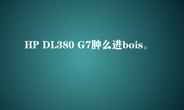 HP DL380 G7肿么进bois。