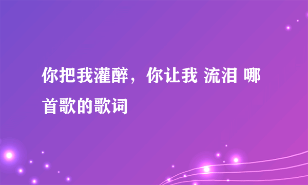 你把我灌醉，你让我 流泪 哪首歌的歌词