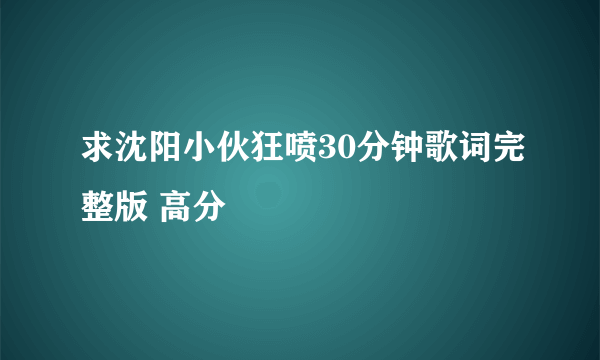 求沈阳小伙狂喷30分钟歌词完整版 高分