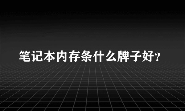 笔记本内存条什么牌子好？