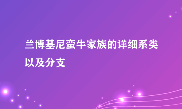 兰博基尼蛮牛家族的详细系类以及分支