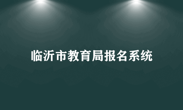 临沂市教育局报名系统