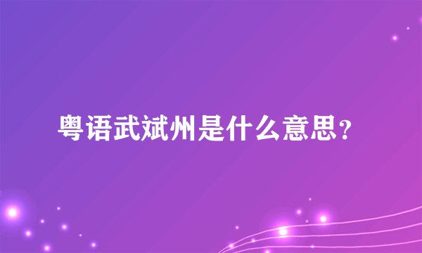 粤语武斌州是什么意思？