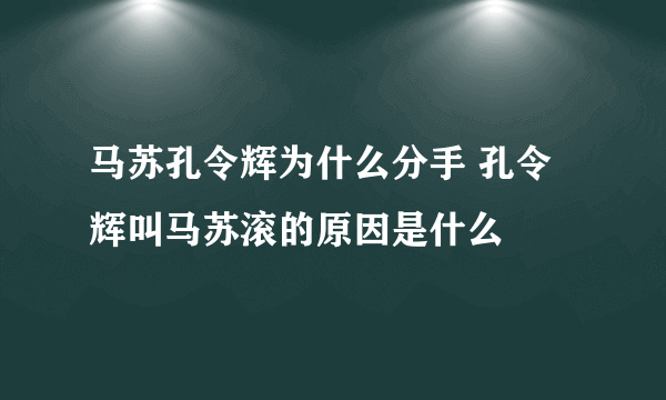 马苏孔令辉为什么分手 孔令辉叫马苏滚的原因是什么