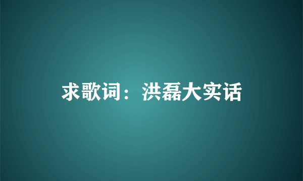 求歌词：洪磊大实话