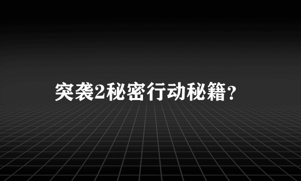 突袭2秘密行动秘籍？